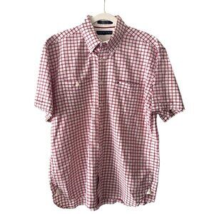 Tommy Hilfiger Men's Red Check Short Sleeve Button Down